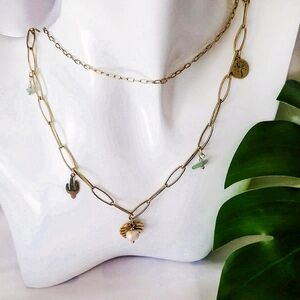 Gold Chain Necklace with Charms